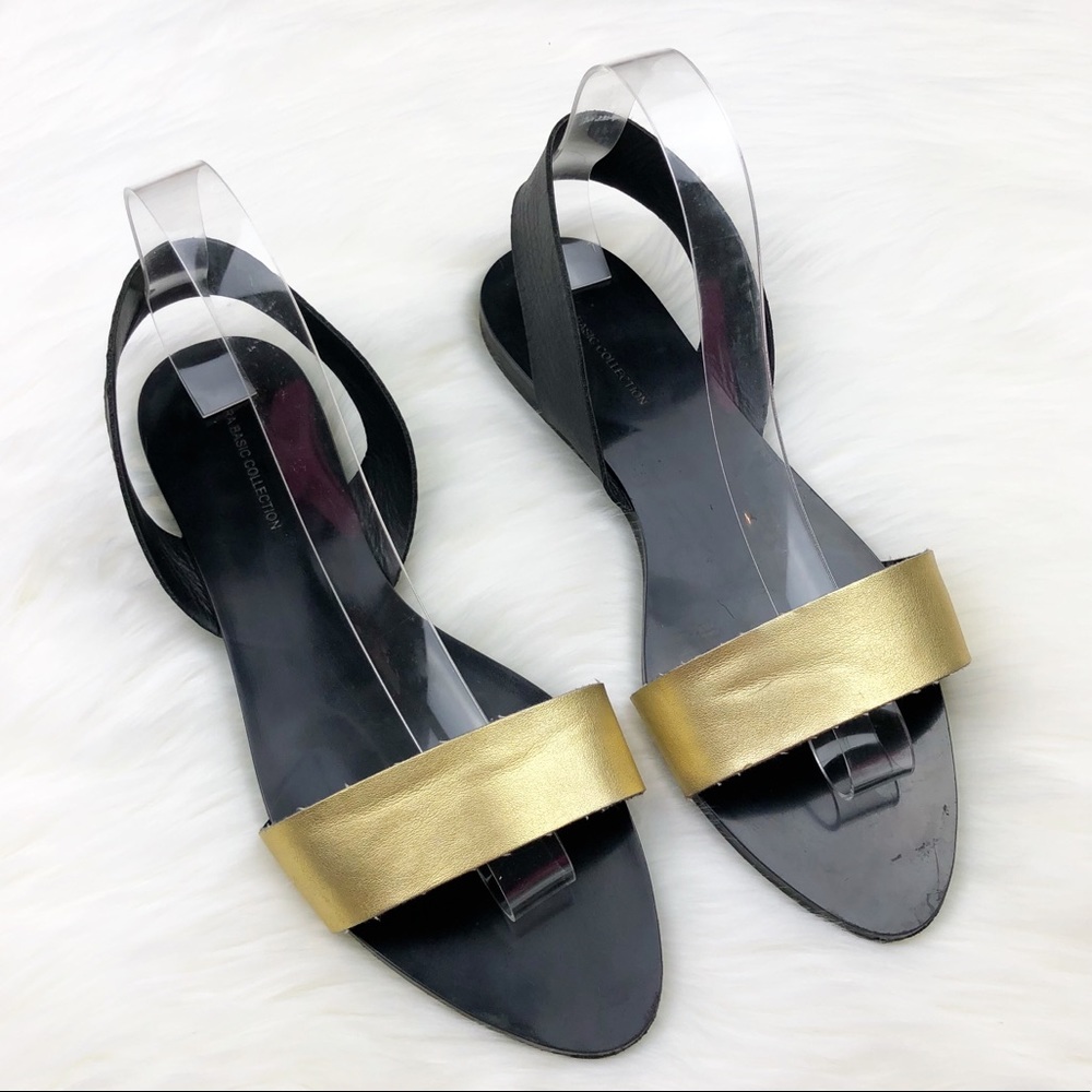 Zara Basic Collection Gold & Black Sandals